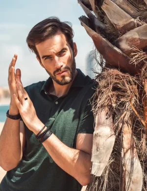 Moora Bransoleta na gumce z naturalnych kamieni onyks* Bransoletki