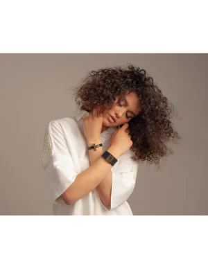 Moora Brązowa bransoleta ze skóry oraz pozłacanej stali szlachetnej.* Bransolety