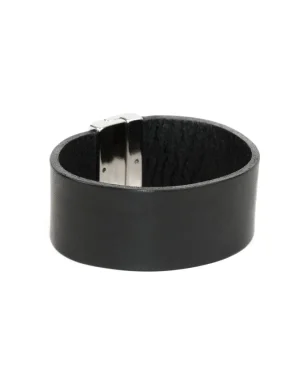 Moora Czarna bransoleta ze skóry oraz stali szlachetnej. Zapięcie błyszczące.* Bransolety