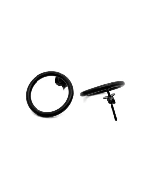 Moora Czarne matowe delikatne kolczyki KOŁA ze stali szlachetnej.* Kolczyki