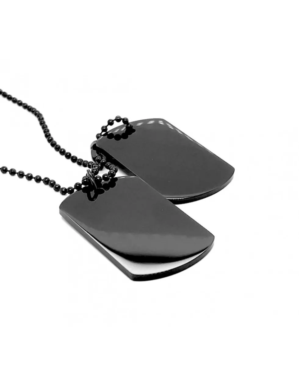 Moora Czarny nieśmiertelnik ze stali szlachetnej z dwoma blaszkami* Naszyjniki