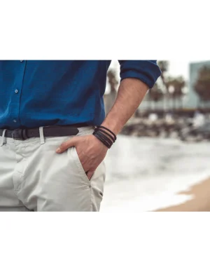 Moora Delikatna męska bransoletka ze skóry naturalnej* Bransoletki