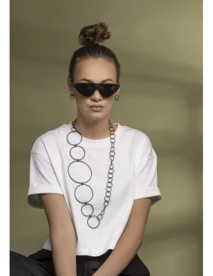 Moora Długi naszyjnik z czarnej matowej stali szlachetnej* Naszyjniki