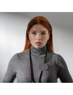 Moora Długi naszyjnik z naturalnych kamieni onyks z ozdobnym kołem* Naszyjniki