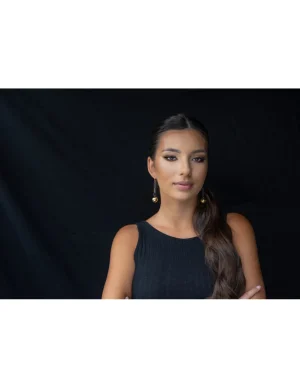 Moora Długie czarno złote kolczyki kule ze stali szlachetnej* Kolczyki