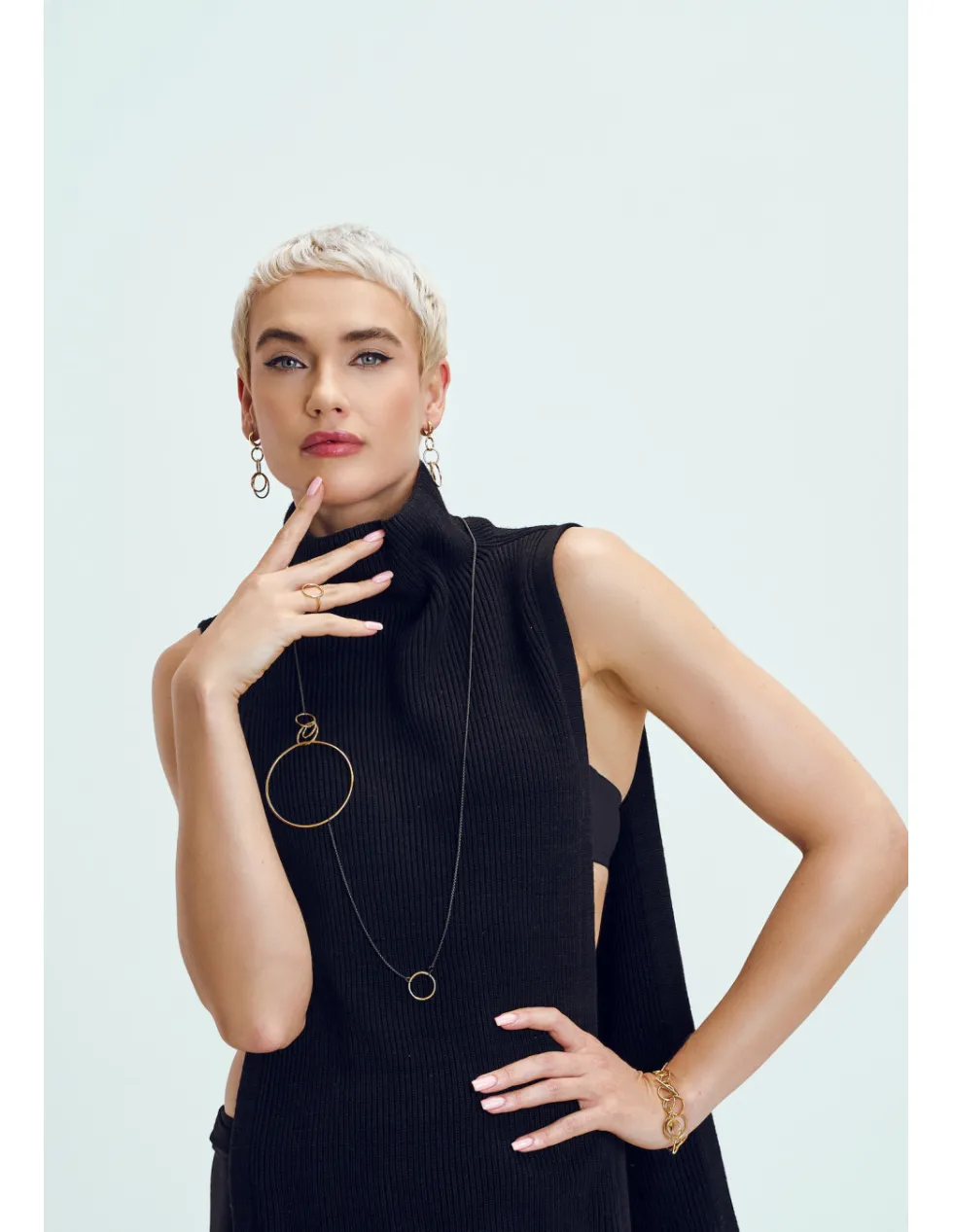 Moora Długie kolczyki koła z pozłacanego srebra i stali szlachetnej* Kolczyki | Nowości