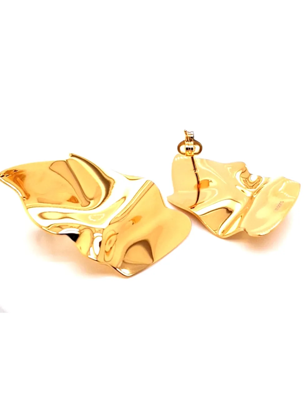 Moora Kolczyki blaszki gniecione z pozłacanej stali szlachetnej* Kolczyki