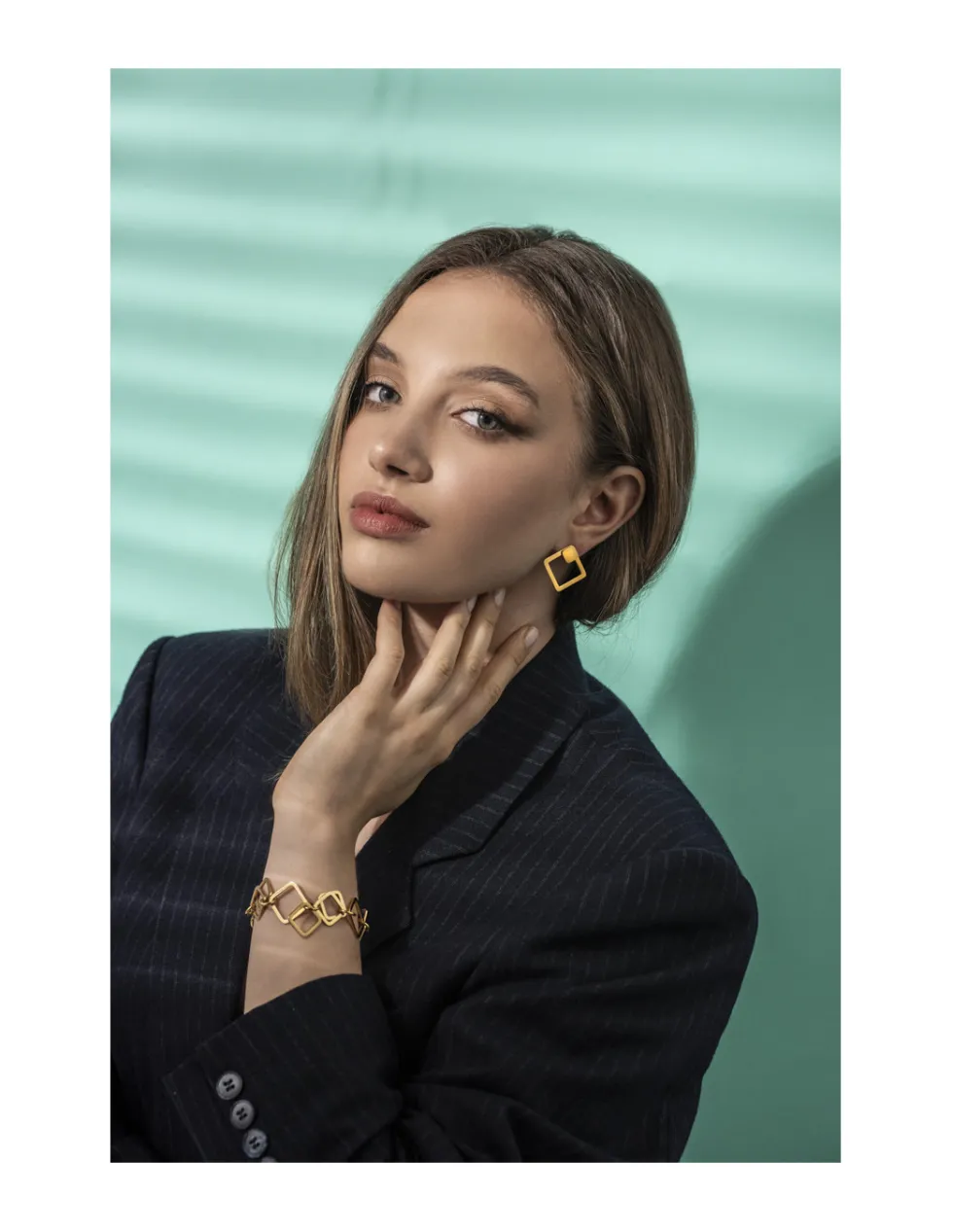 Moora Kolczyki kwadraty 3 w 1 z pozłacanej stali szlachetnej* Kolczyki