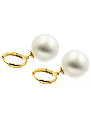 Moora Kolczyki z pozłacanego srebra oraz pięknej białej perły 14 mm* Kolczyki