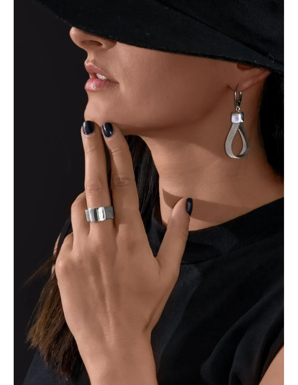 Moora Kolczyki z siatki stalowej oraz srebra pr.925* Kolczyki