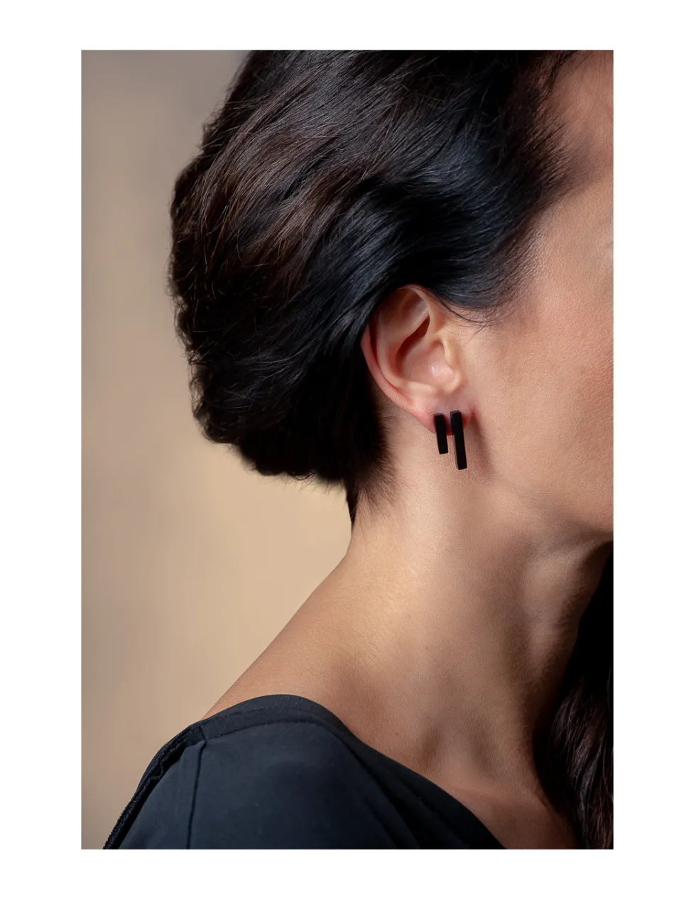 Moora Komplet prostokąty z czarnej matowej stali szlachetnej* Pierścionki | Kolczyki