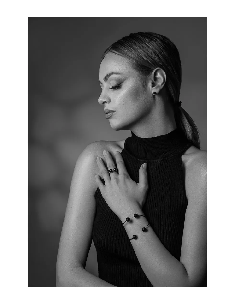 Moora Komplet z czarnej stali szlachetnej z kuleczkami* Komplety | Pierścionki