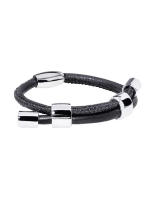 Moora Komplet ze skóry. Choker i bransoleta z błyszczącymi elementami ze stali* Komplety | Naszyjniki