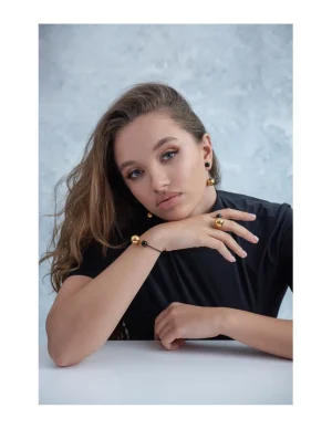 Moora Komplet złote kule ze stali szlachetnej* Komplety | Pierścionki