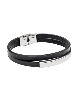 Moora Męska bransoleta skórzana z elementem stalowym* Bransoletki