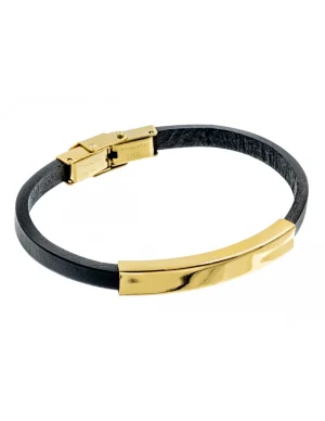 Moora Męska bransoleta skórzana z elementem ze stali szlachetnej* Bransoletki
