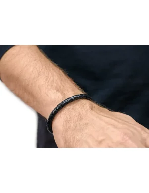Moora Męska bransoleta z czarnego rzemienia plecionego* Bransoletki