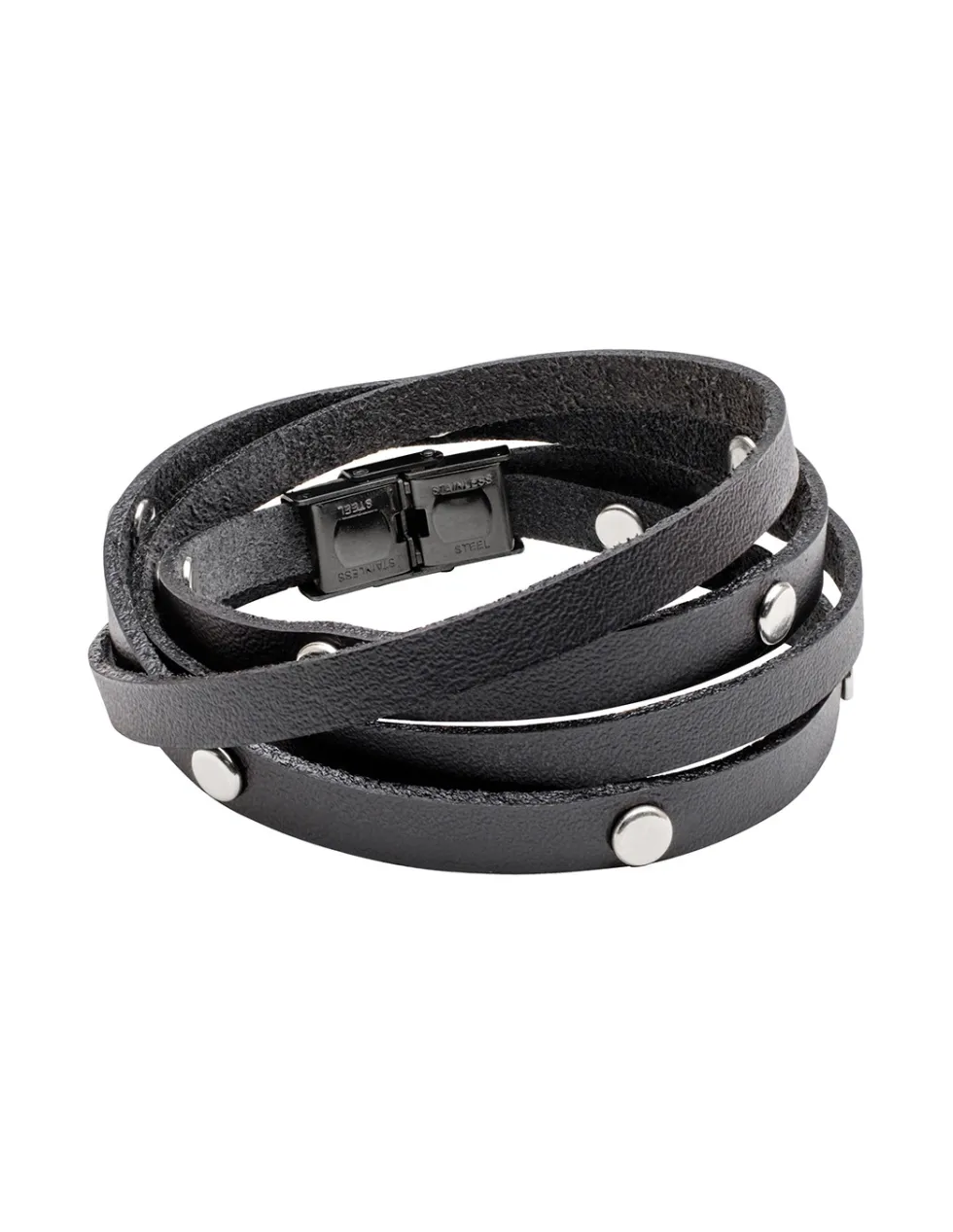 Moora Męska bransoleta ze skóry naturalnej z napami.* Bransoletki