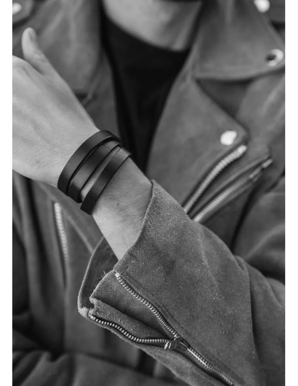 Moora Męska brązowa bransoleta ze skóry potrójnie oplatana.* Bransoletki