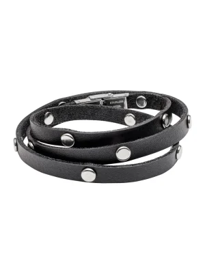 Moora Męska skórzana bransoleta z napami* Bransoletki