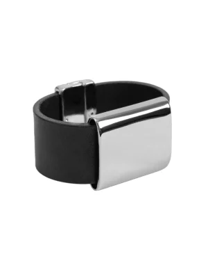 Moora Męska szeroka skórzana bransoleta ze skóry oraz stali szlachetnej* Bransoletki