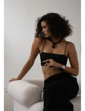 Moora Naszyjnik choker ze skóry oraz stali z matową kulą* Naszyjniki