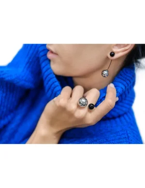 Moora Pierścionek z pozłacanej stali szlachetnej - dwie kule* Pierścionki