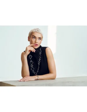 Moora Piękny długi naszyjnik 3d z błyszczącej stali szlachetnej* Naszyjniki | Nowości