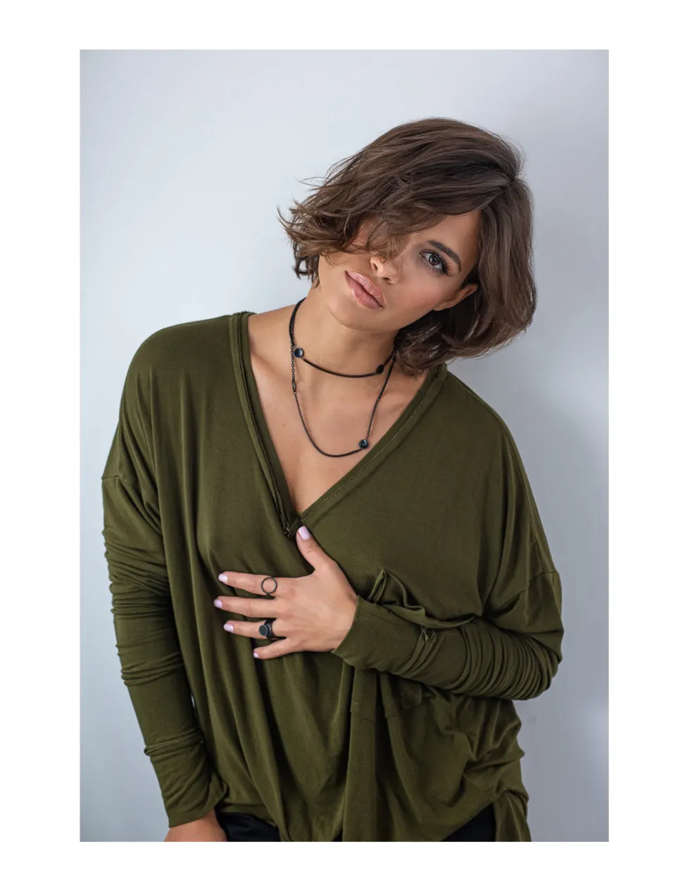 Moora Podwójny czarny matowy łańcuszek z ozdobami ze stali szlachetnej* Naszyjniki | Łańcuszki