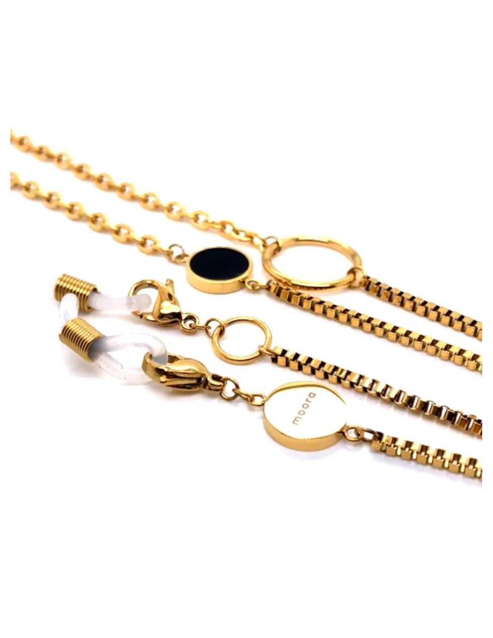 Moora Pozłacany łańcuszek do okularów z ozdobnymi zawieszkami* Łańcuszki Do Okularów | Łańcuszki