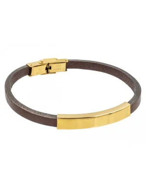 Moora Prosta i delikatna bransoleta z brązowej skóry oraz stali szlachetnej* Bransolety