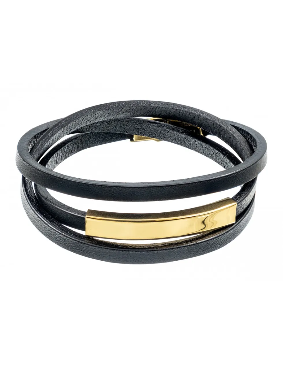 Moora Prosta i nowoczesna bransoleta skórzana z pozłacanym elementem* Bransolety