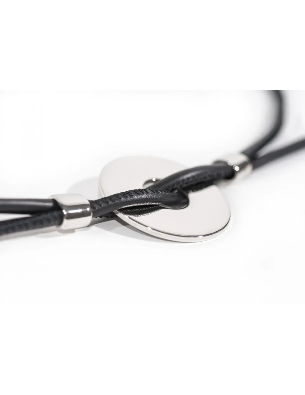 Moora Regulowany naszyjnik skórzany - błyszczące koło* Naszyjniki