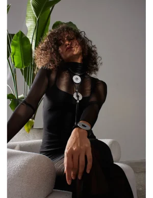 Moora Regulowany naszyjnik skórzany - matowe koło* Naszyjniki