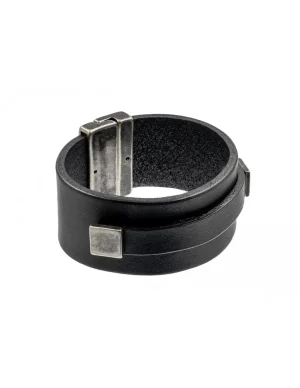 Moora Szeroka męska bransoleta ze skóry z ozdobą w kolorze matowym* Bransoletki