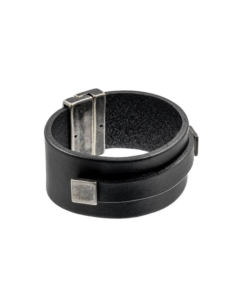 Moora Szeroka męska bransoleta ze skóry z ozdobą w kolorze matowym* Bransoletki