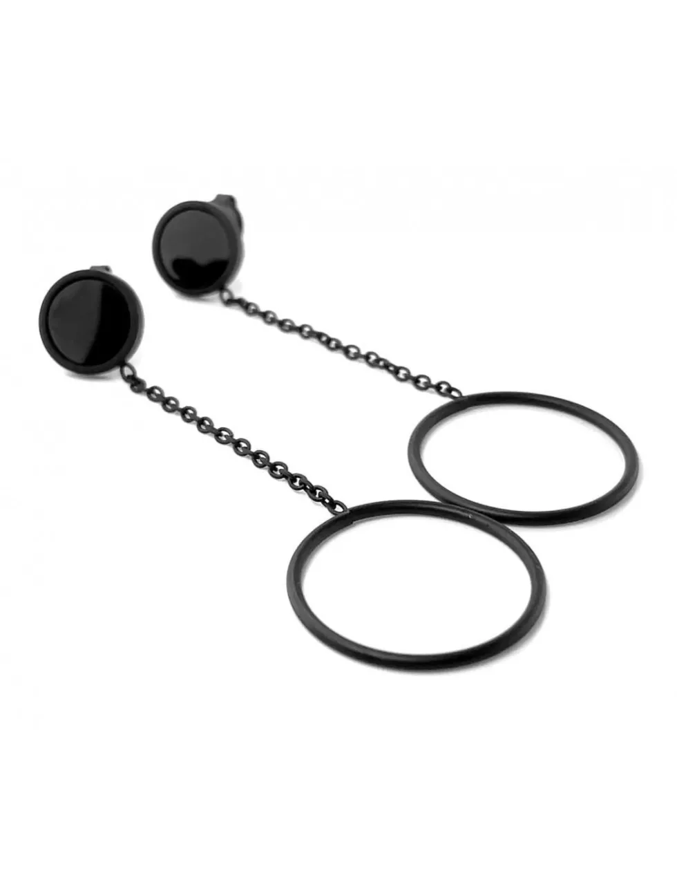 Moora Wiszące kolczyki z czarnej matowej stali szlachetnej* Kolczyki